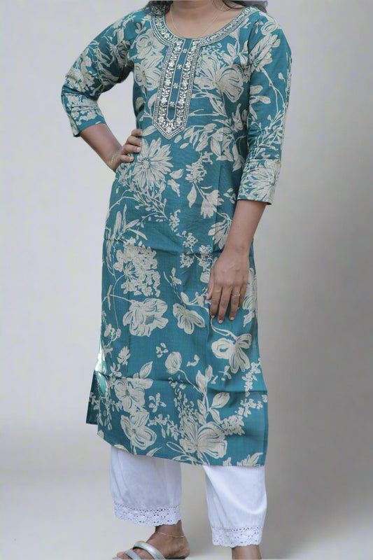 Blue floral print Kurti