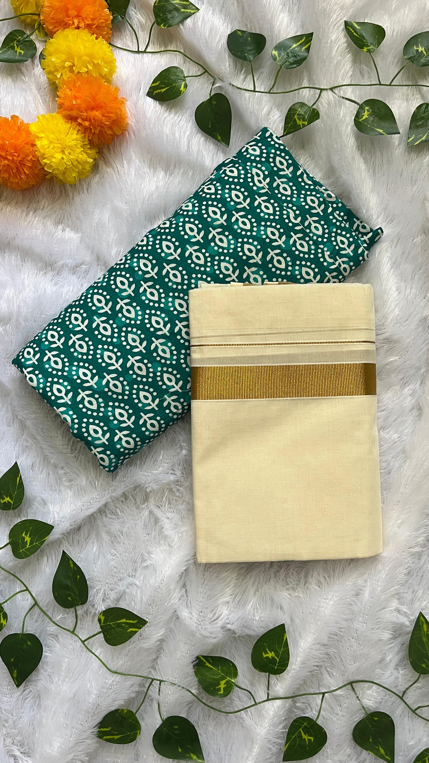 Kerala Kasavu Set Mundu with Blouse