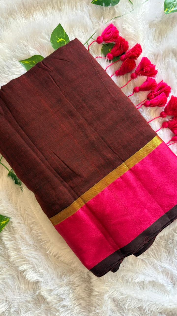 Mul Cotton Deep Maroon with Deep Majenta
