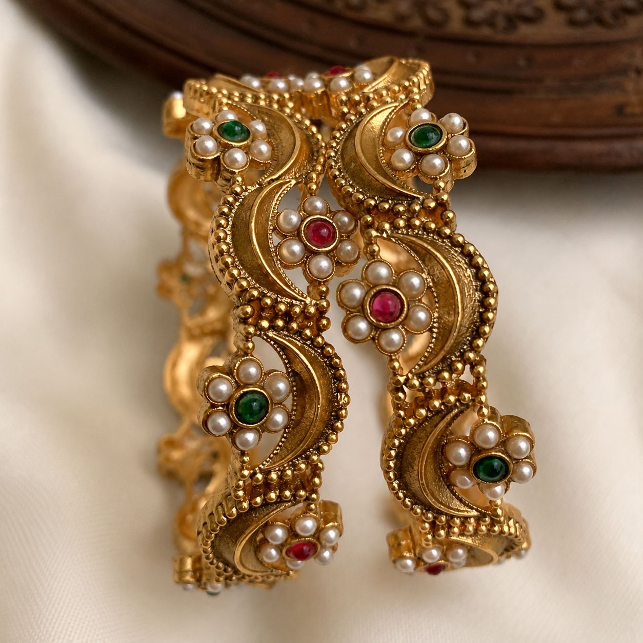 Maya Antique Pearl & Multi-Stone Bangles