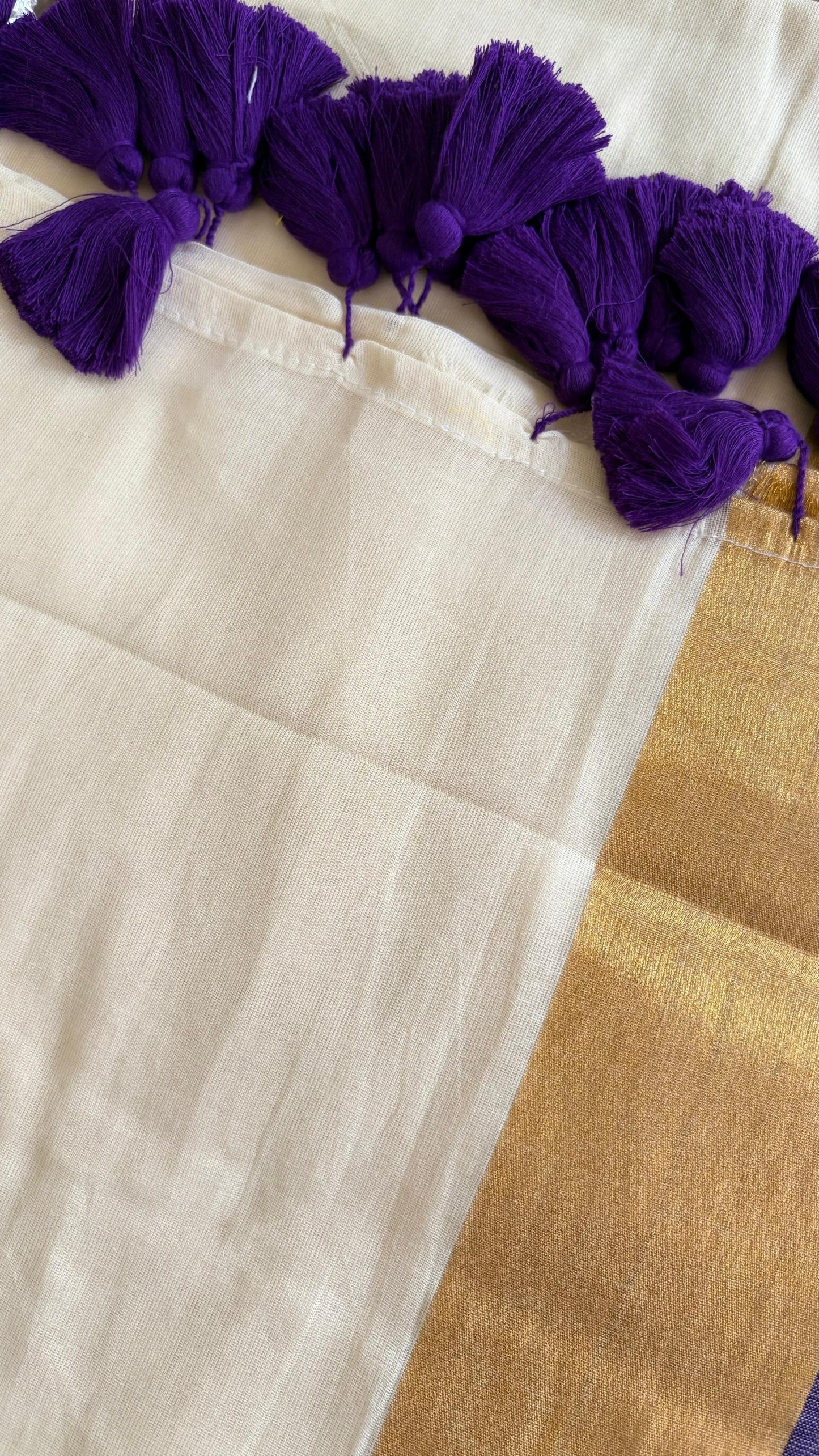 Mul Cotton Deep Purple Border with Zari