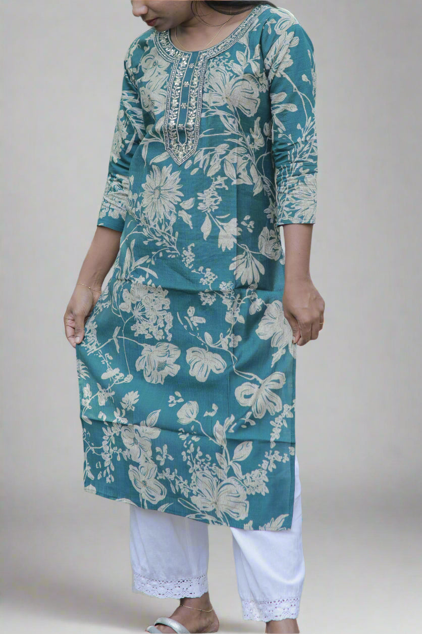 Blue floral print  Kurti