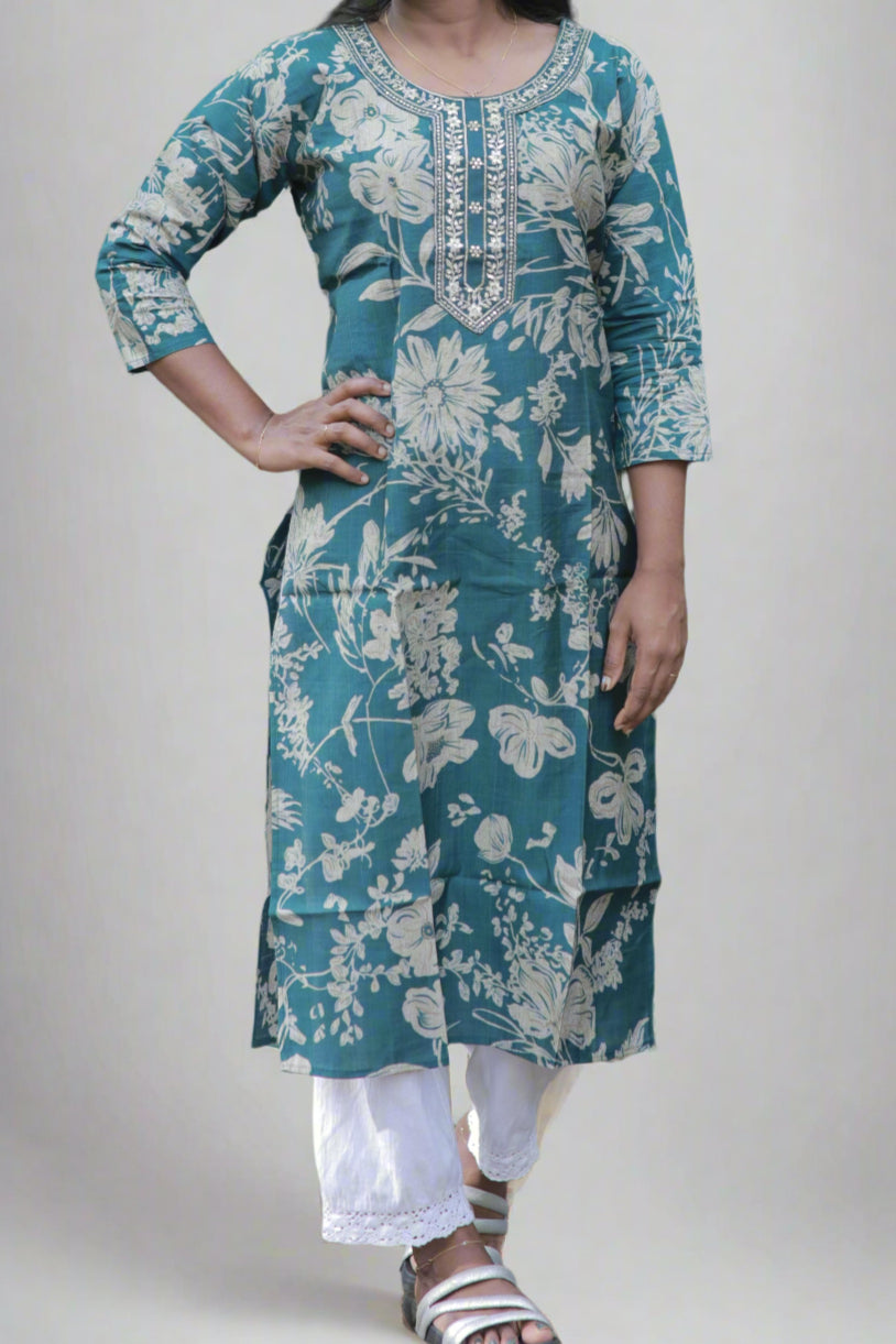 Blue floral print  Kurti