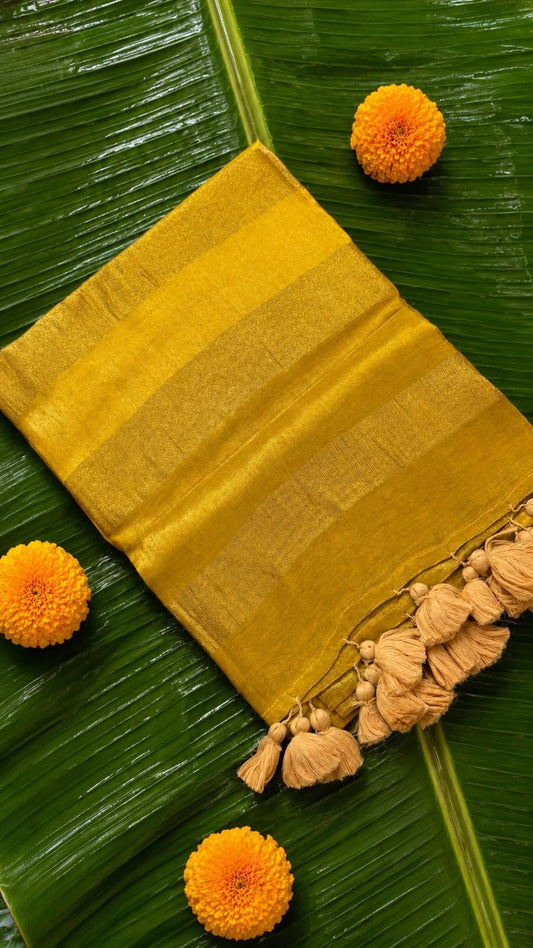 Antique Gold Tissue Silk Saree