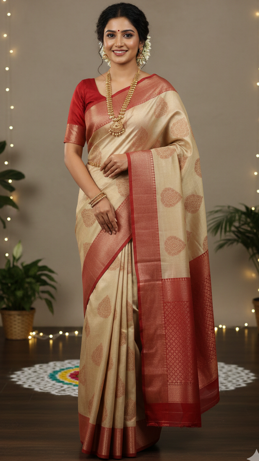 Peach Semi Silk Saree
