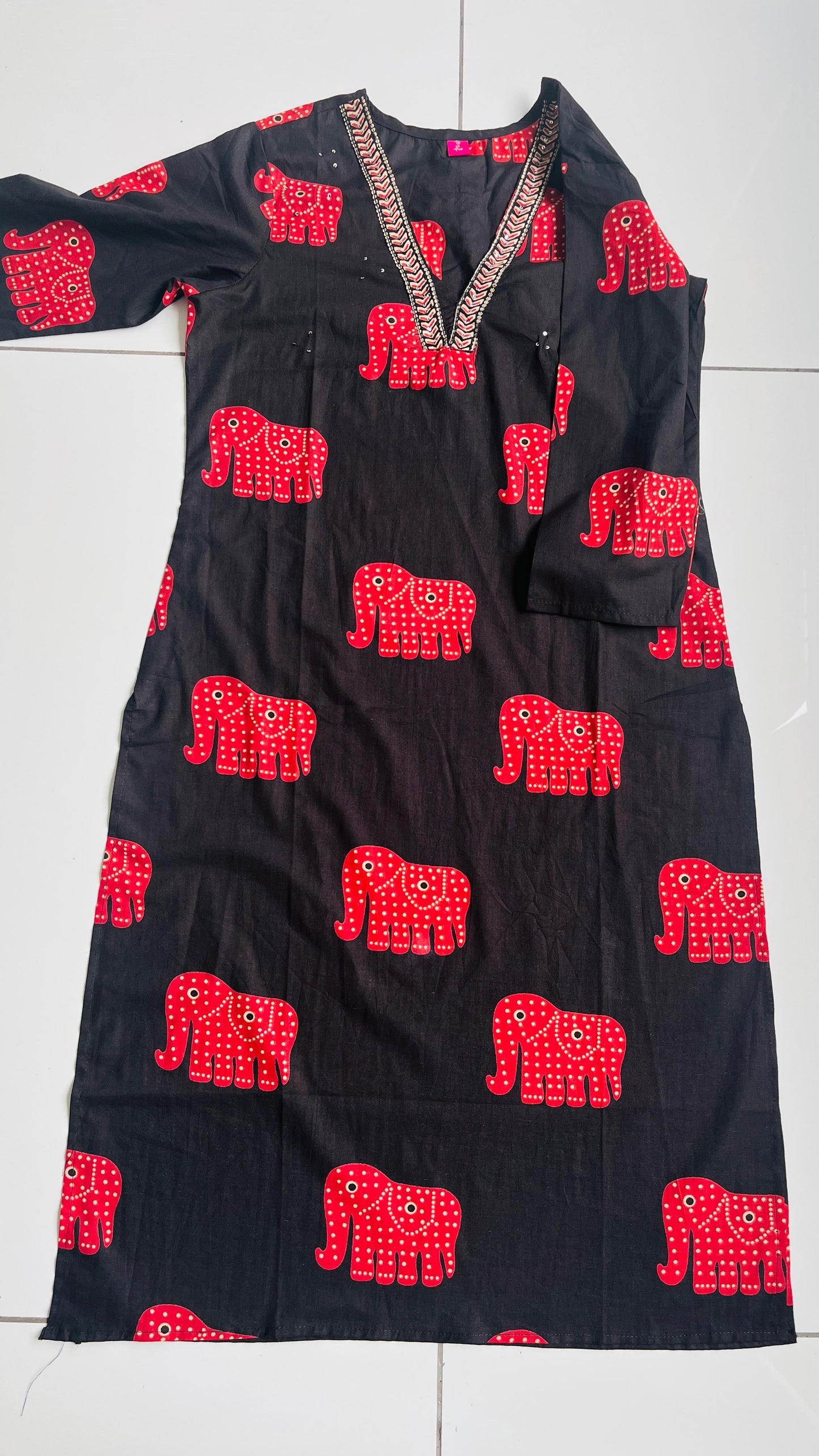 Black Elephant Print  Cord Set