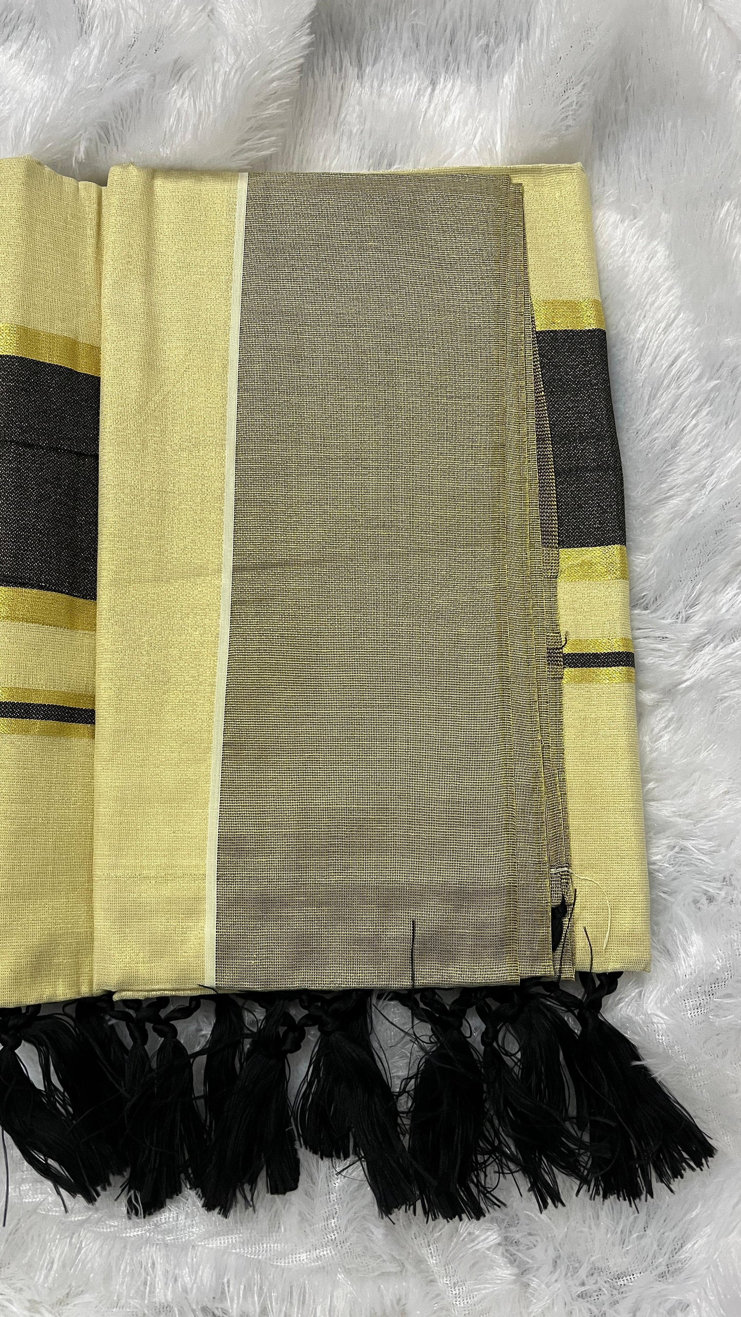 Rathrimayil – Tissue Kerala Saree (Black Border Edition)