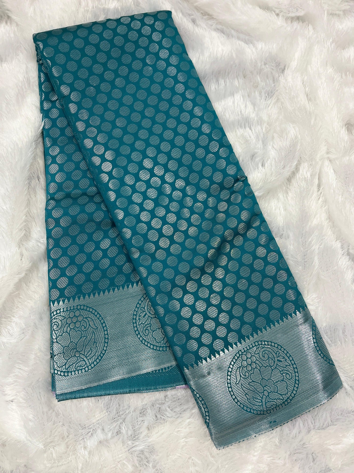 Banarasi Silver Silk Saree with unstiched blouse