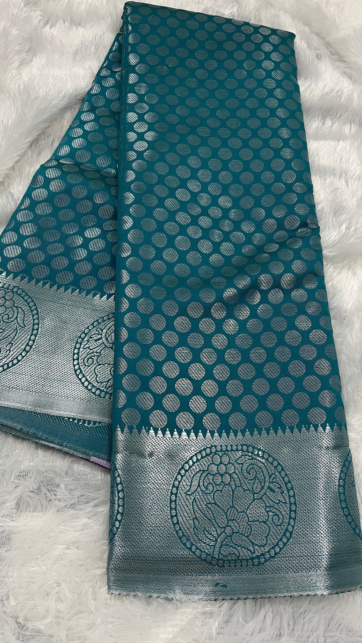 Banarasi Silver Silk Saree with unstiched blouse