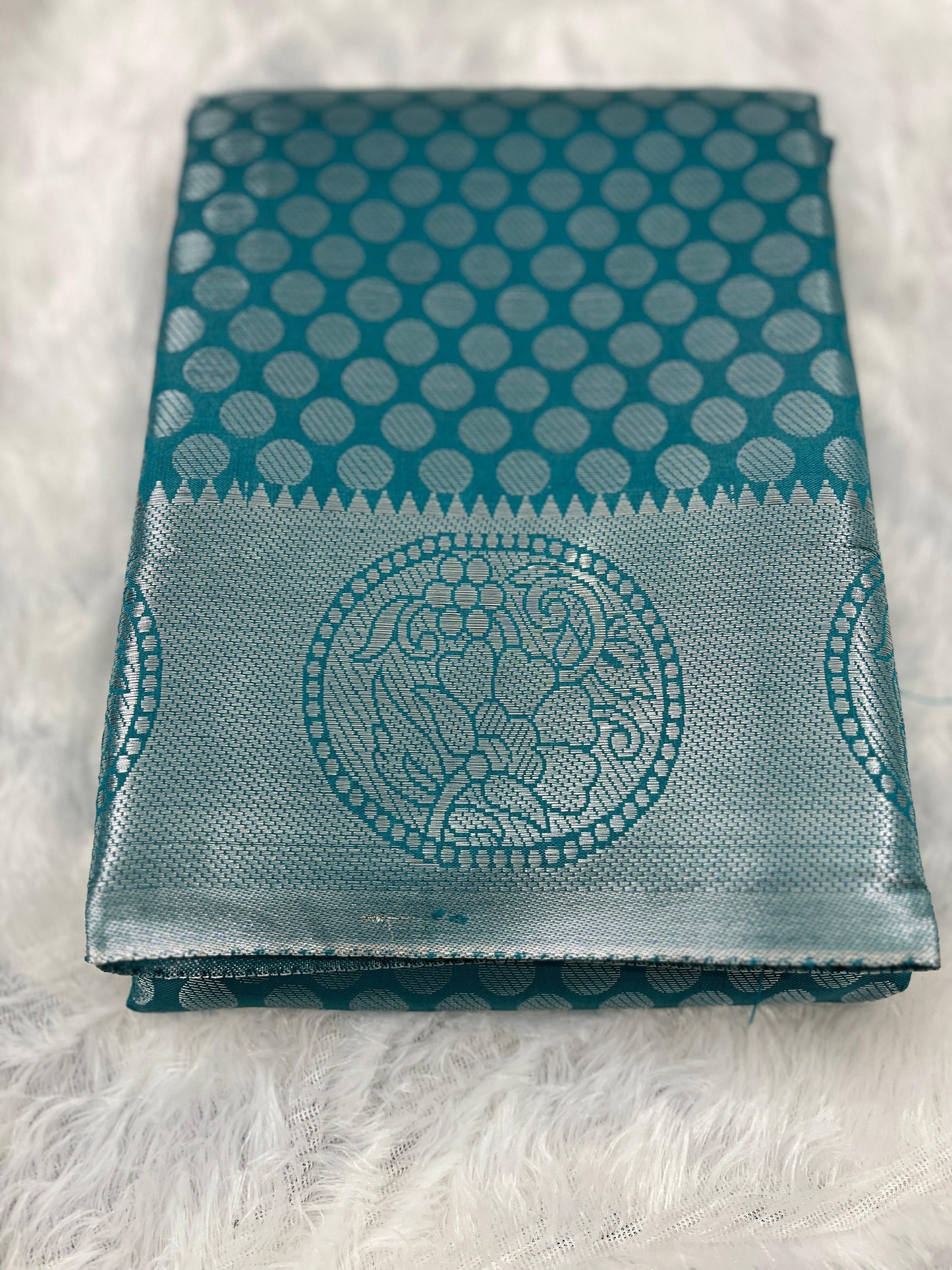 Banarasi Silver Silk Saree with unstiched blouse