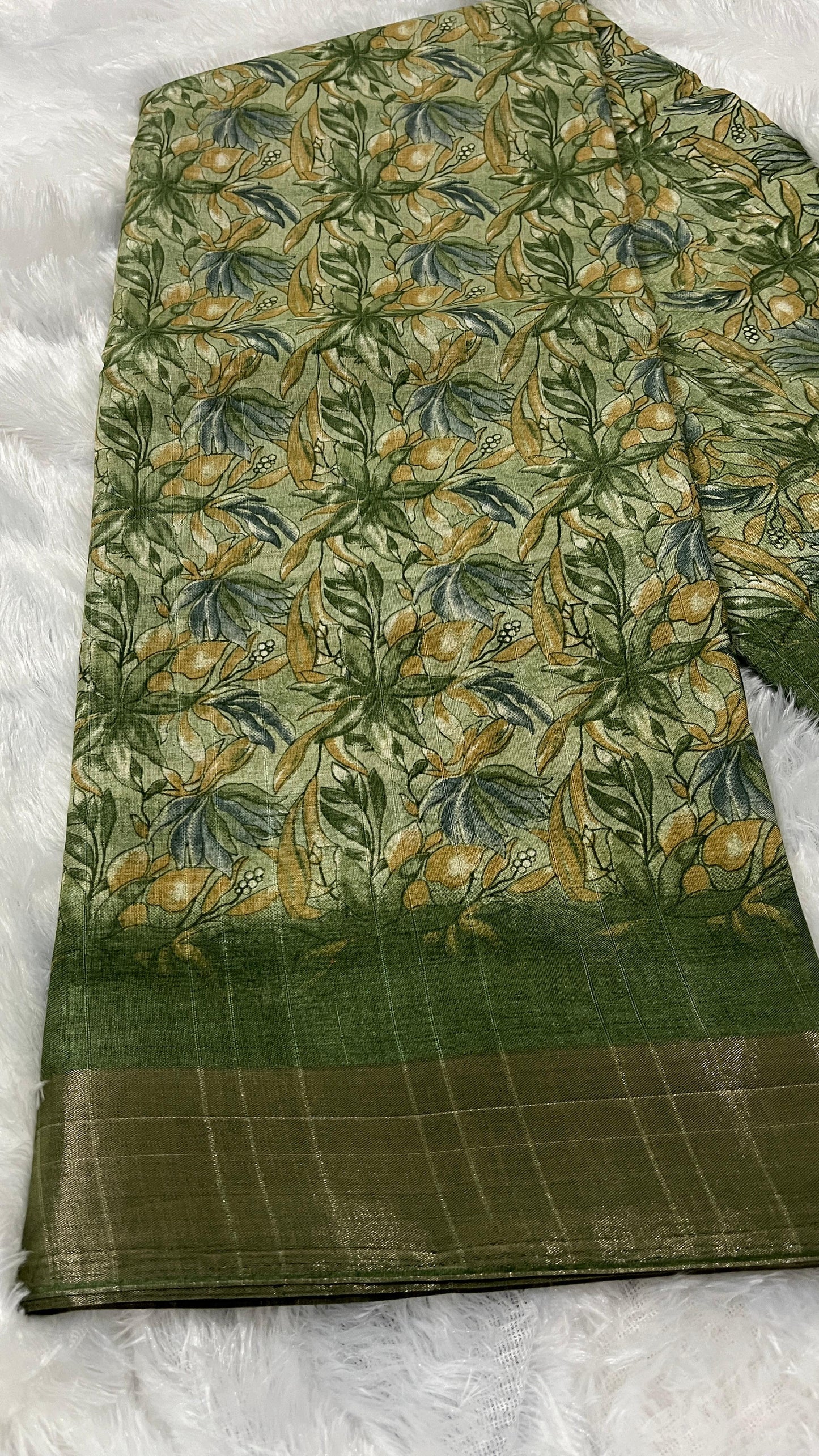 Vanamalli – Green Floral Handloom Silk Saree