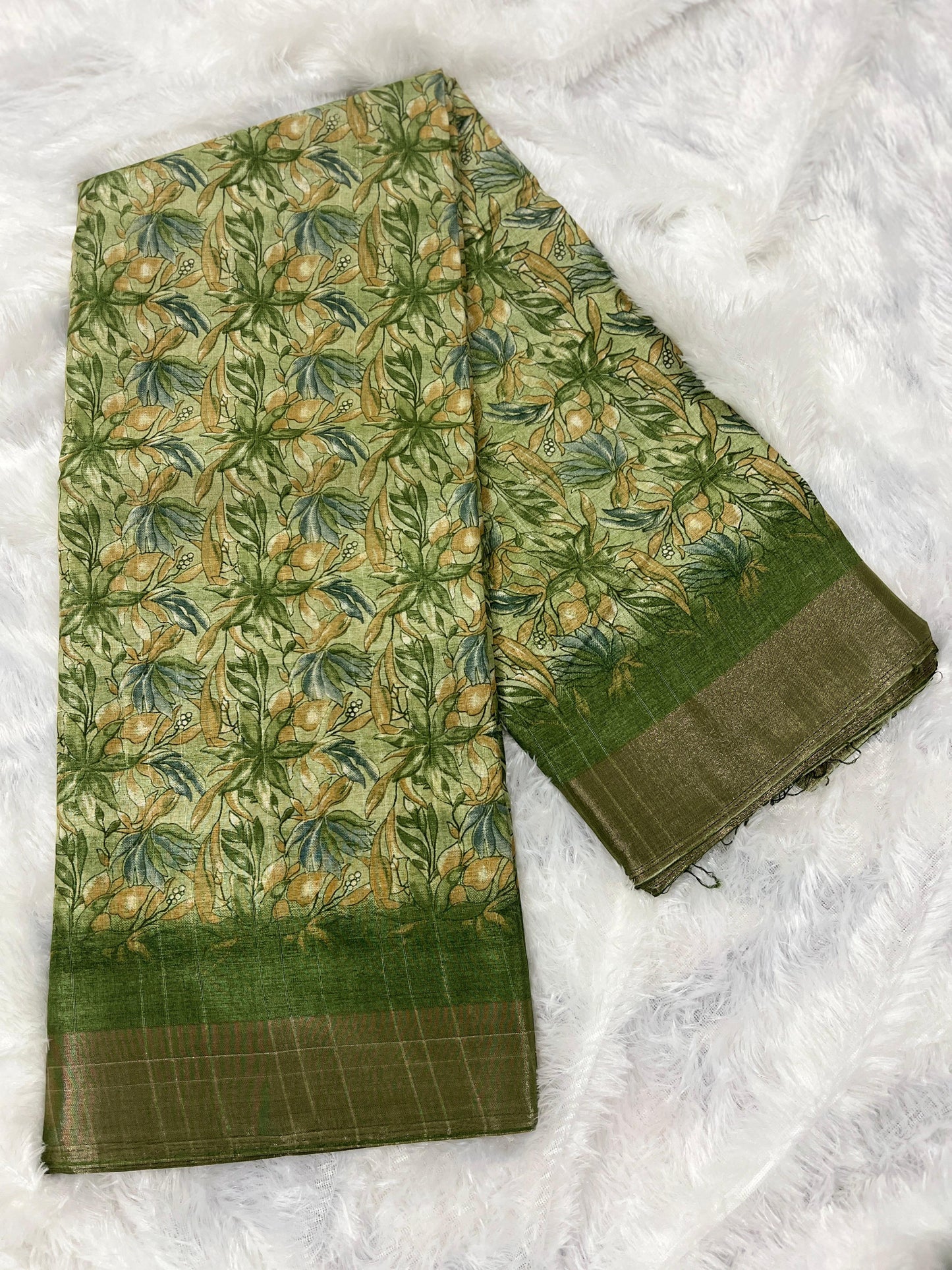 Vanamalli – Green Floral Handloom Silk Saree