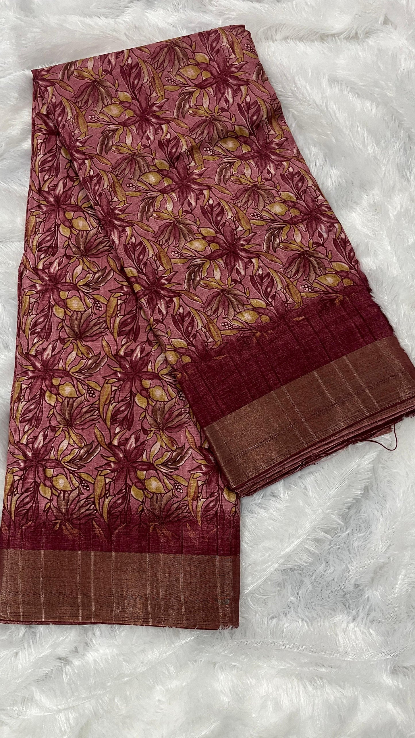 Rojamalli – Pastel Pink Floral Handloom Silk Saree