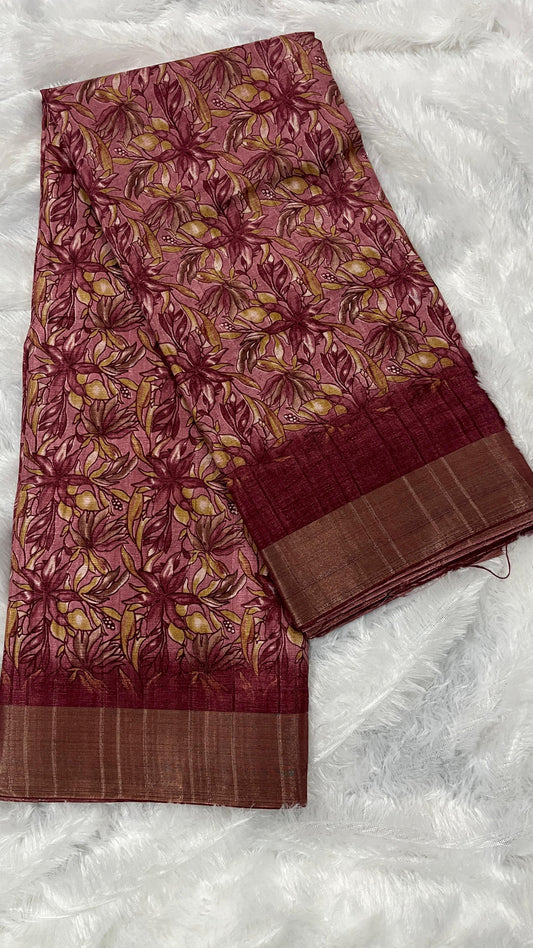 Rojamalli – Pastel Pink Floral Handloom Silk Saree