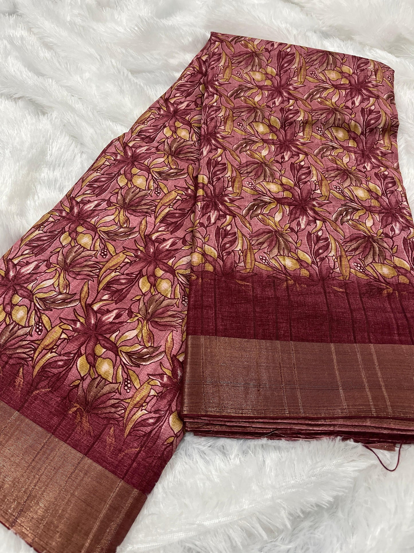 Rojamalli – Pastel Pink Floral Handloom Silk Saree