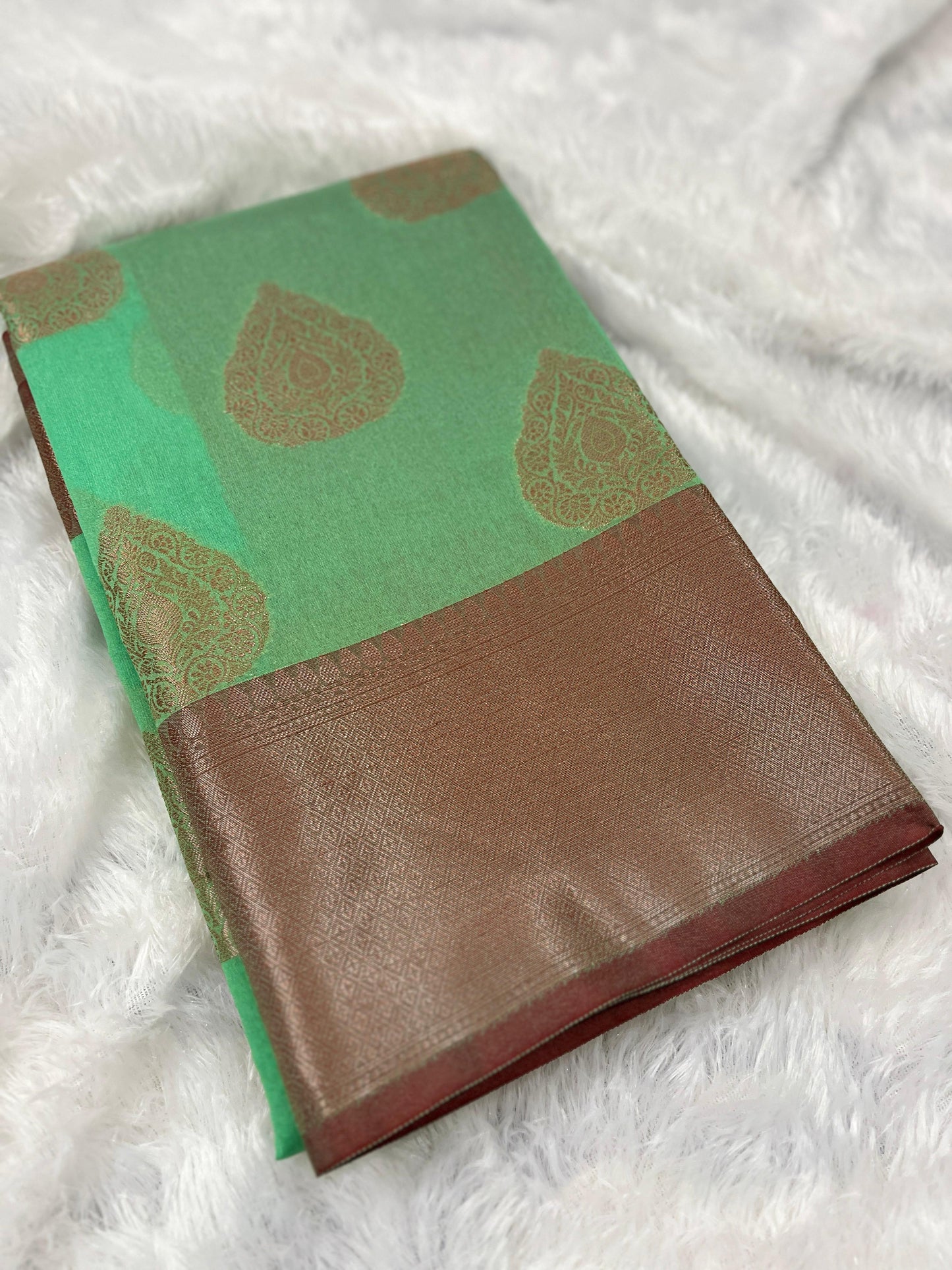 Pastel green Semi Silk Saree