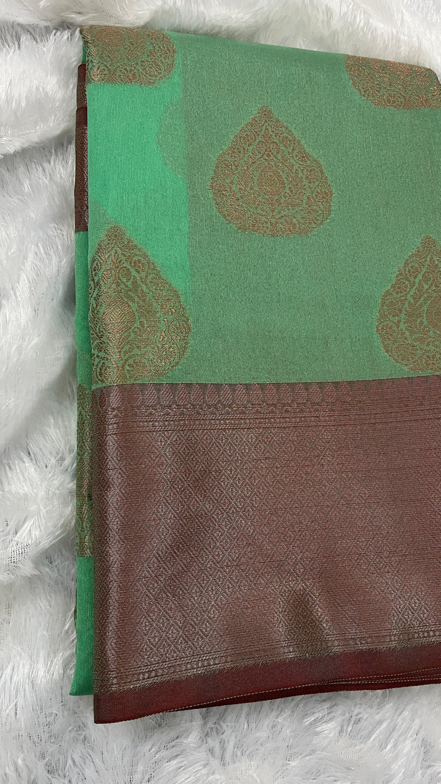 Pastel green Semi Silk Saree