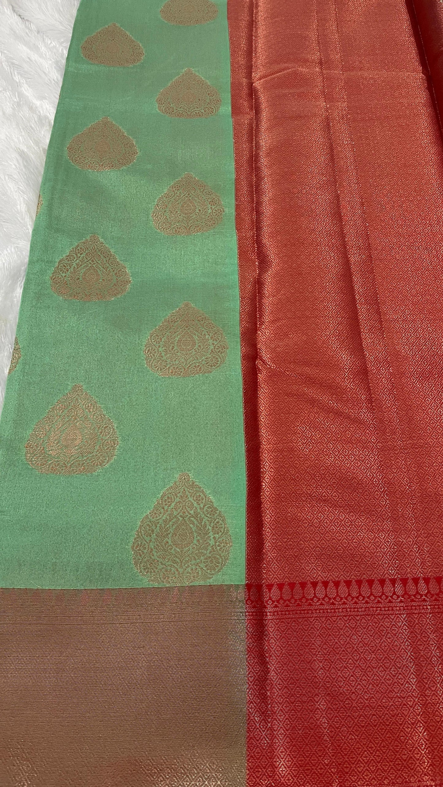 Pastel green Semi Silk Saree