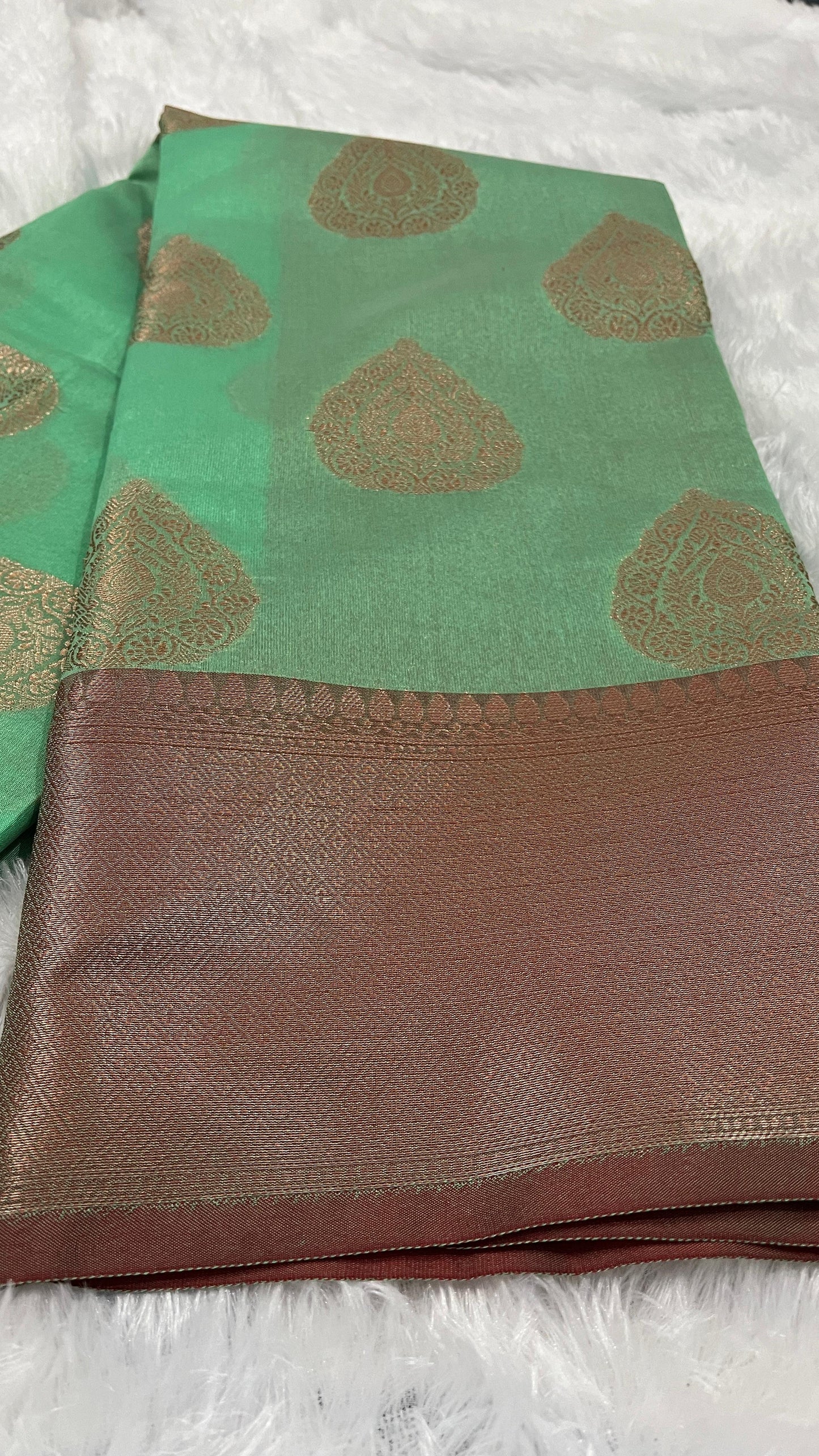 Pastel green Semi Silk Saree
