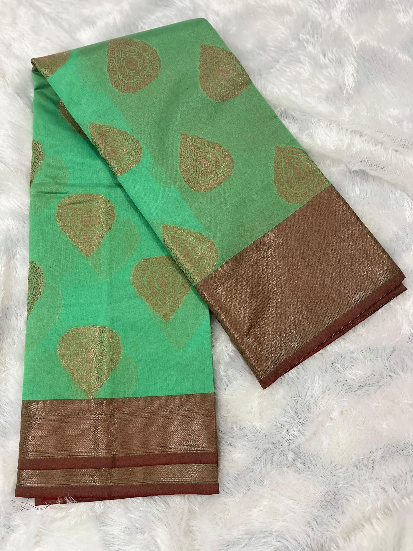Pastel green Semi Silk Saree