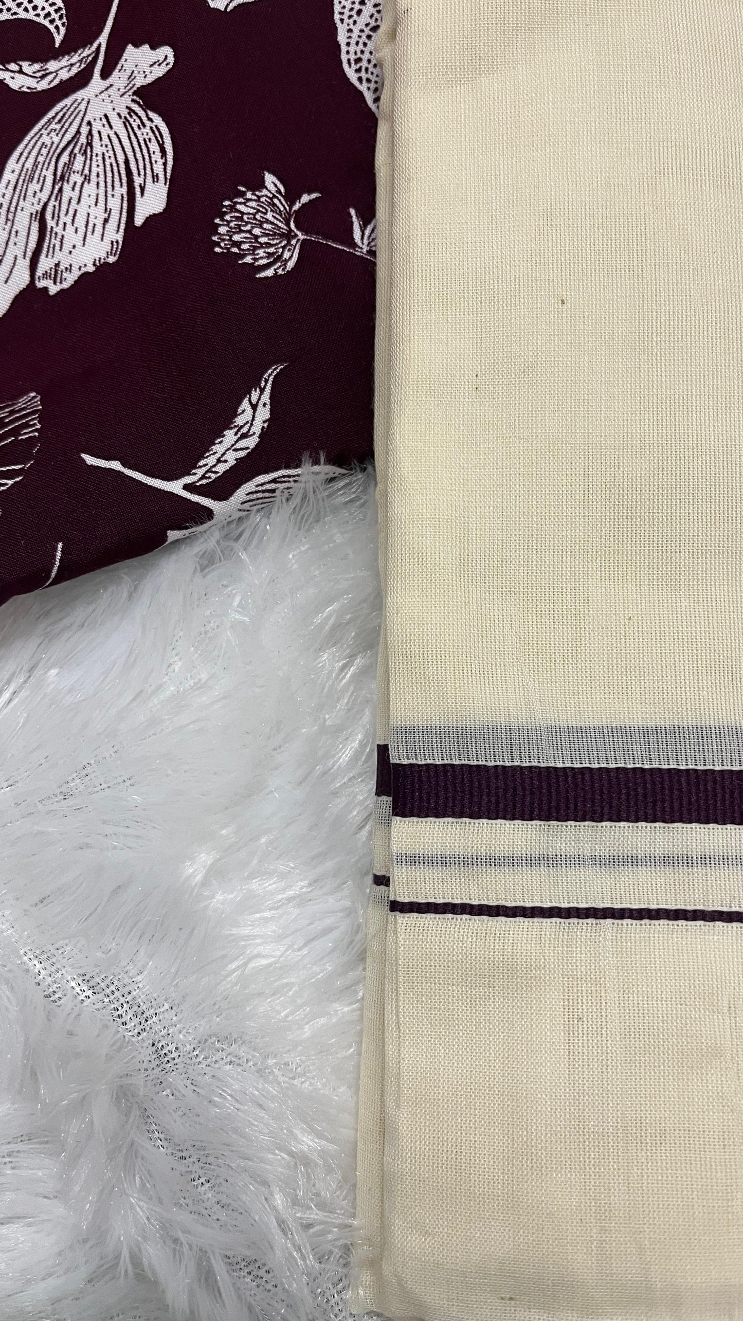 Puliyilakara – Kerala Set Mundu with Indigo Border & Blouse