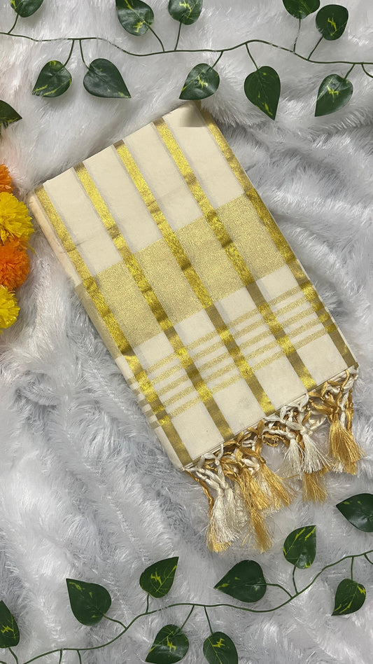 Kanakavalli – Kasavu Lined Soft Tissue Kerala Saree