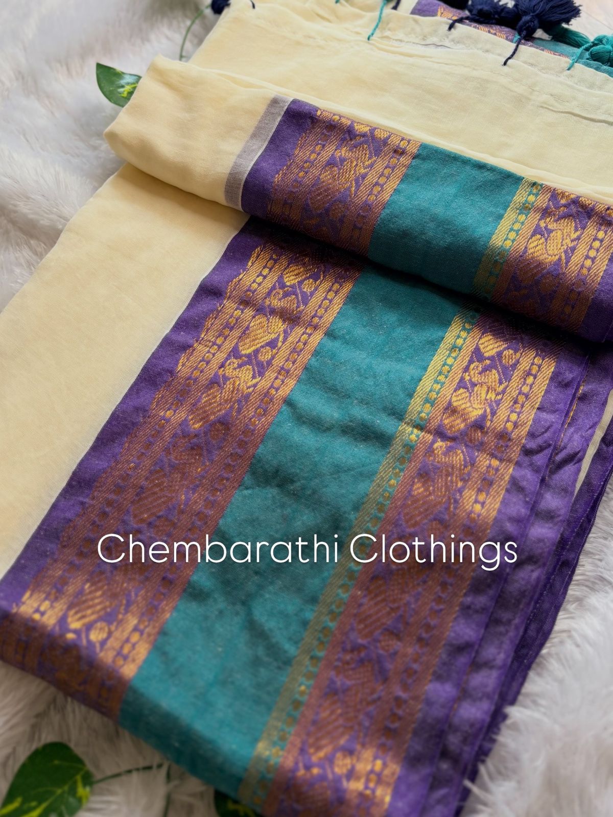 Premium Kanchi Mul Cotton Saree- Purple kanchi border