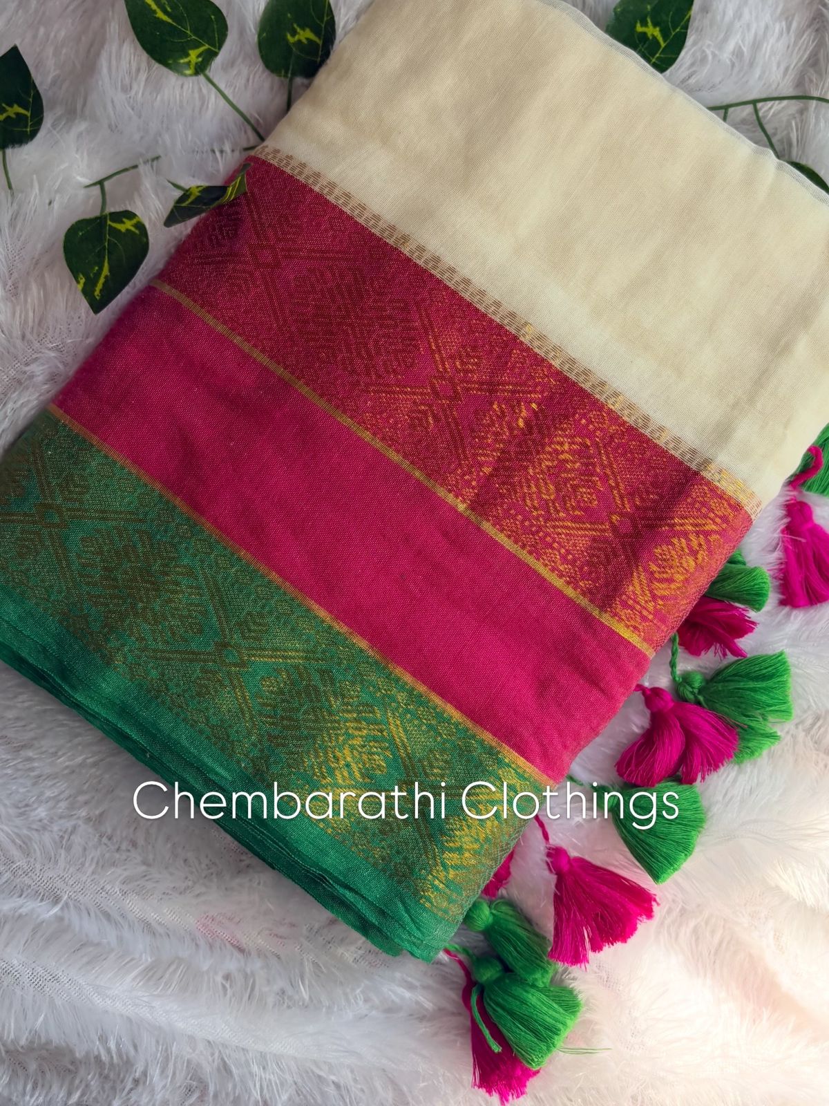 Premium Kanchi Mul Cotton Saree- Offwhite with Kanchi Borders