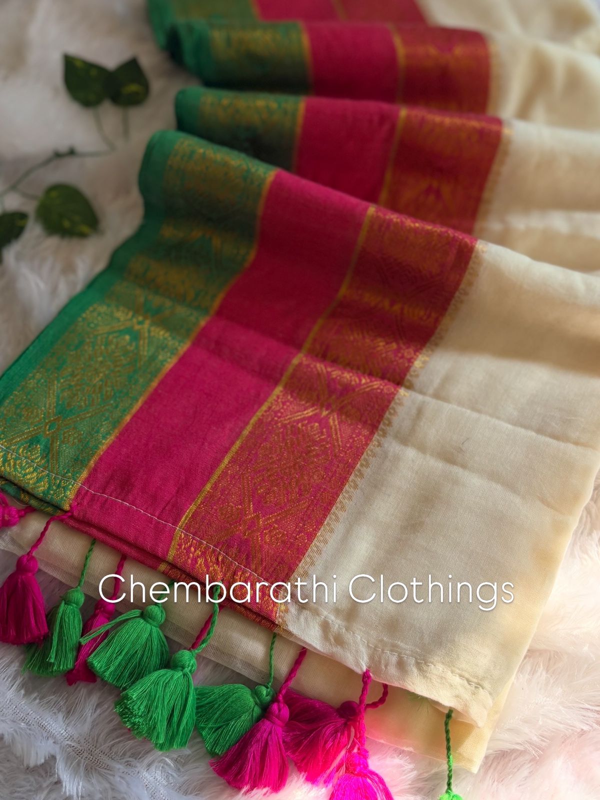 Premium Kanchi Mul Cotton Saree- Offwhite with Kanchi Borders