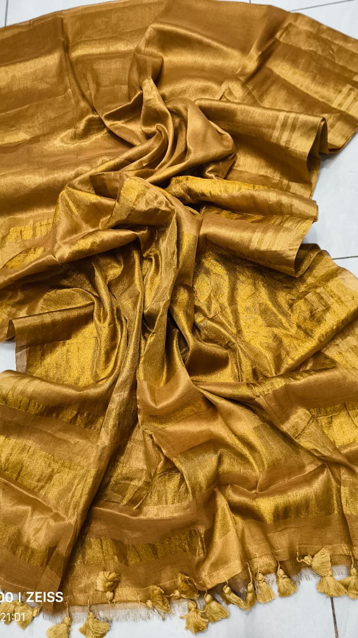 Antique Gold Tissue Silk Saree