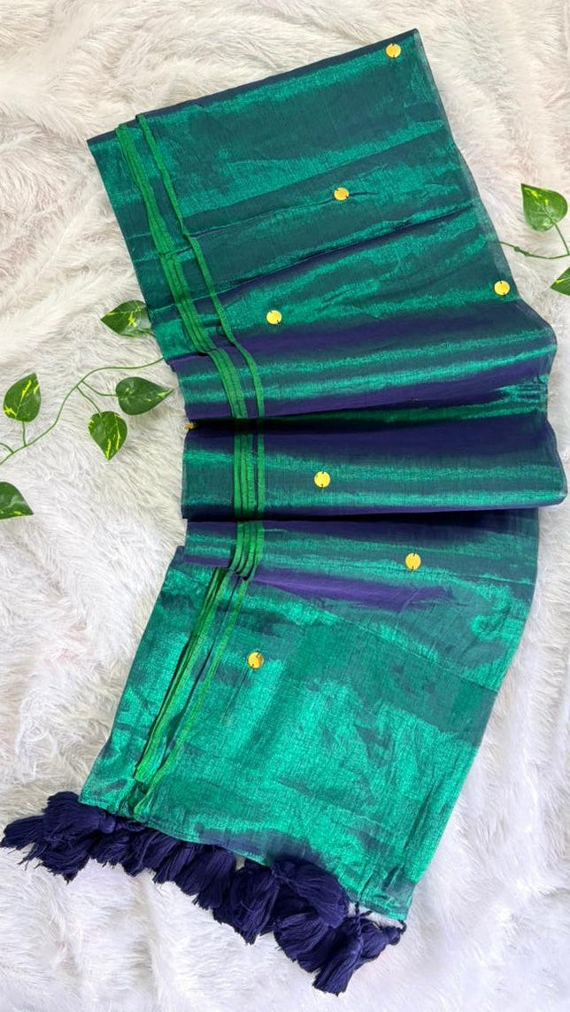 Raga Gini Peacock Blue Tissue Saree