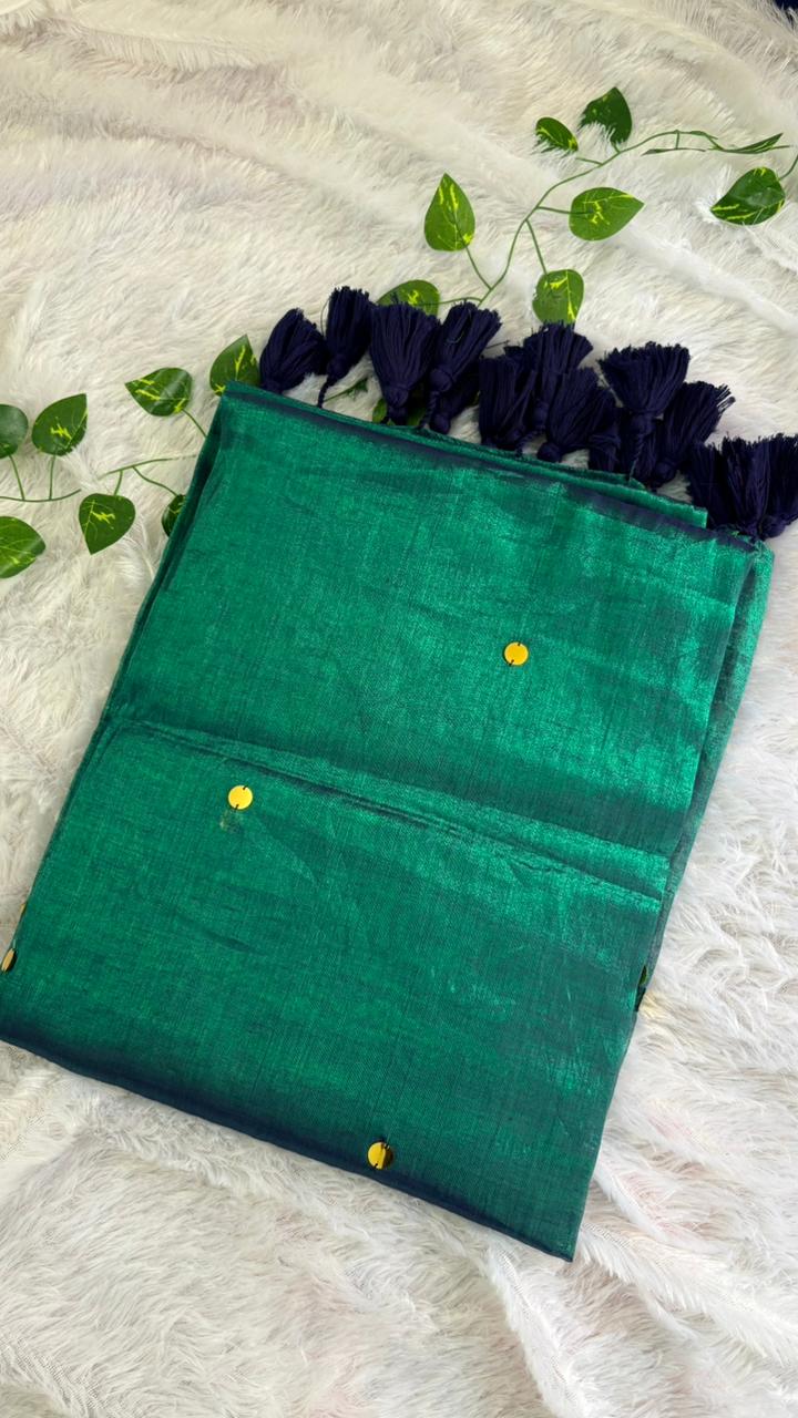 Raga Gini Peacock Blue Tissue Saree