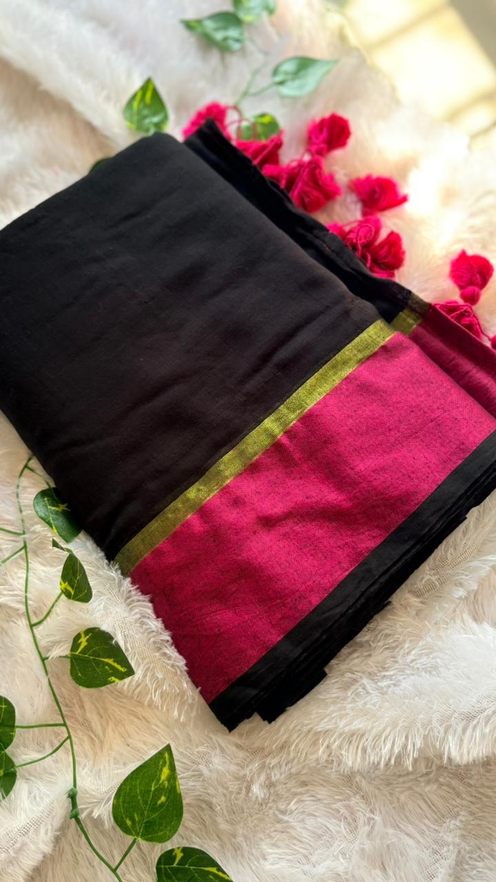 Mul Cotton Black with Deep Majenta