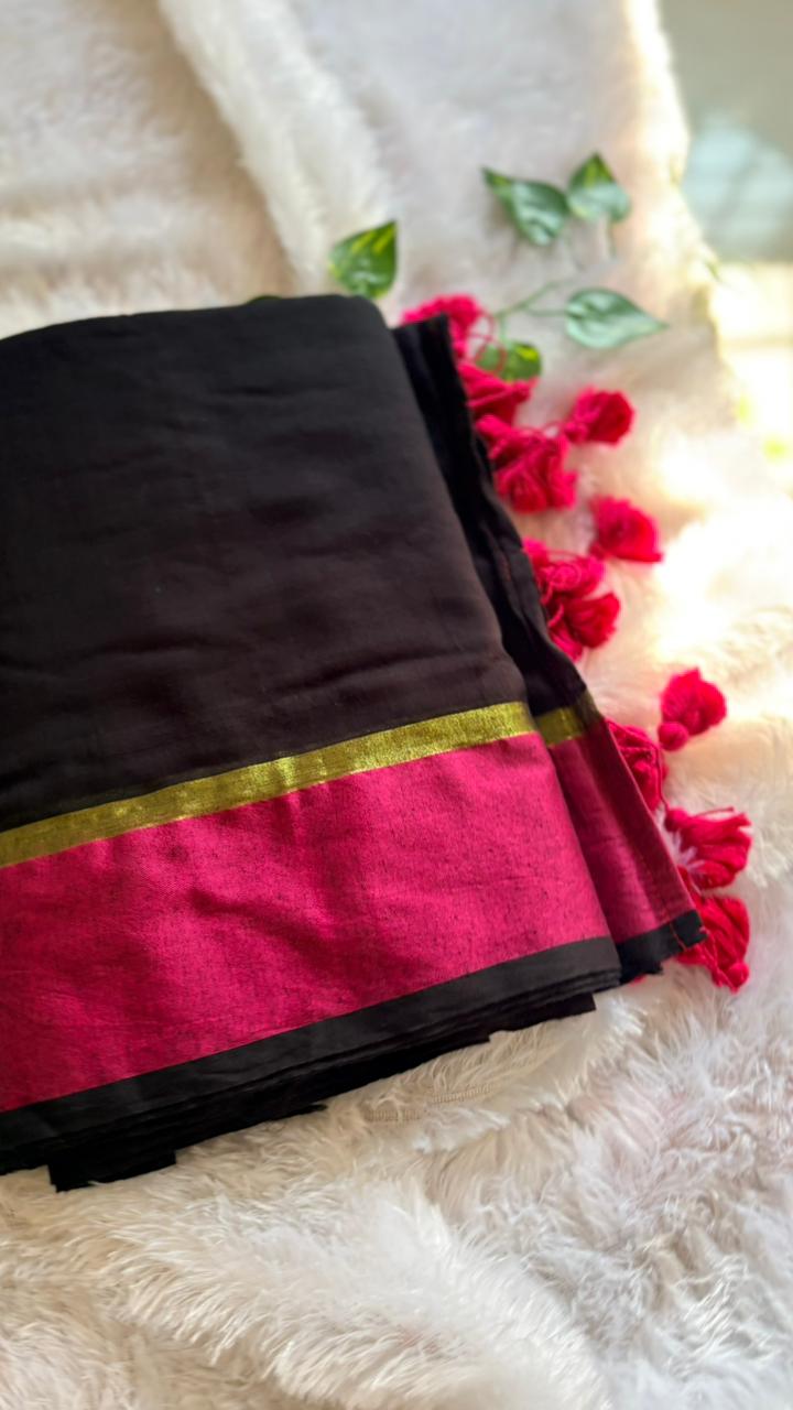 Mul Cotton Black with Deep Majenta