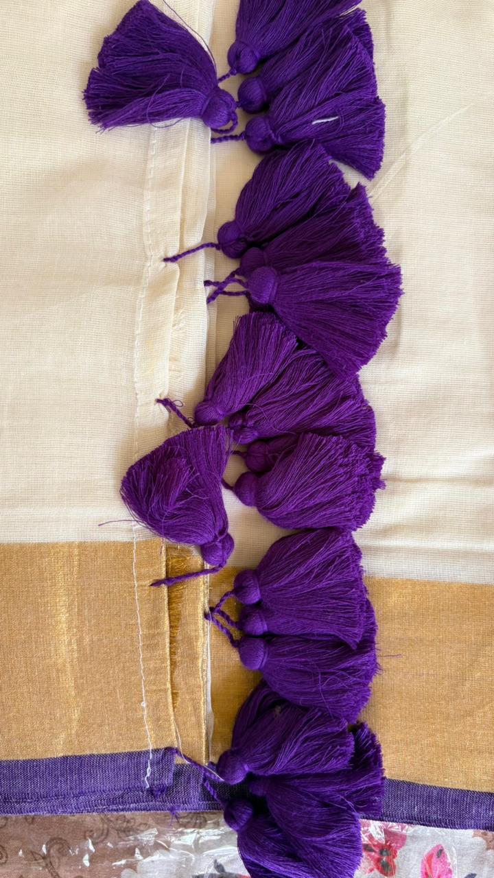 Mul Cotton Deep Purple Border with Zari