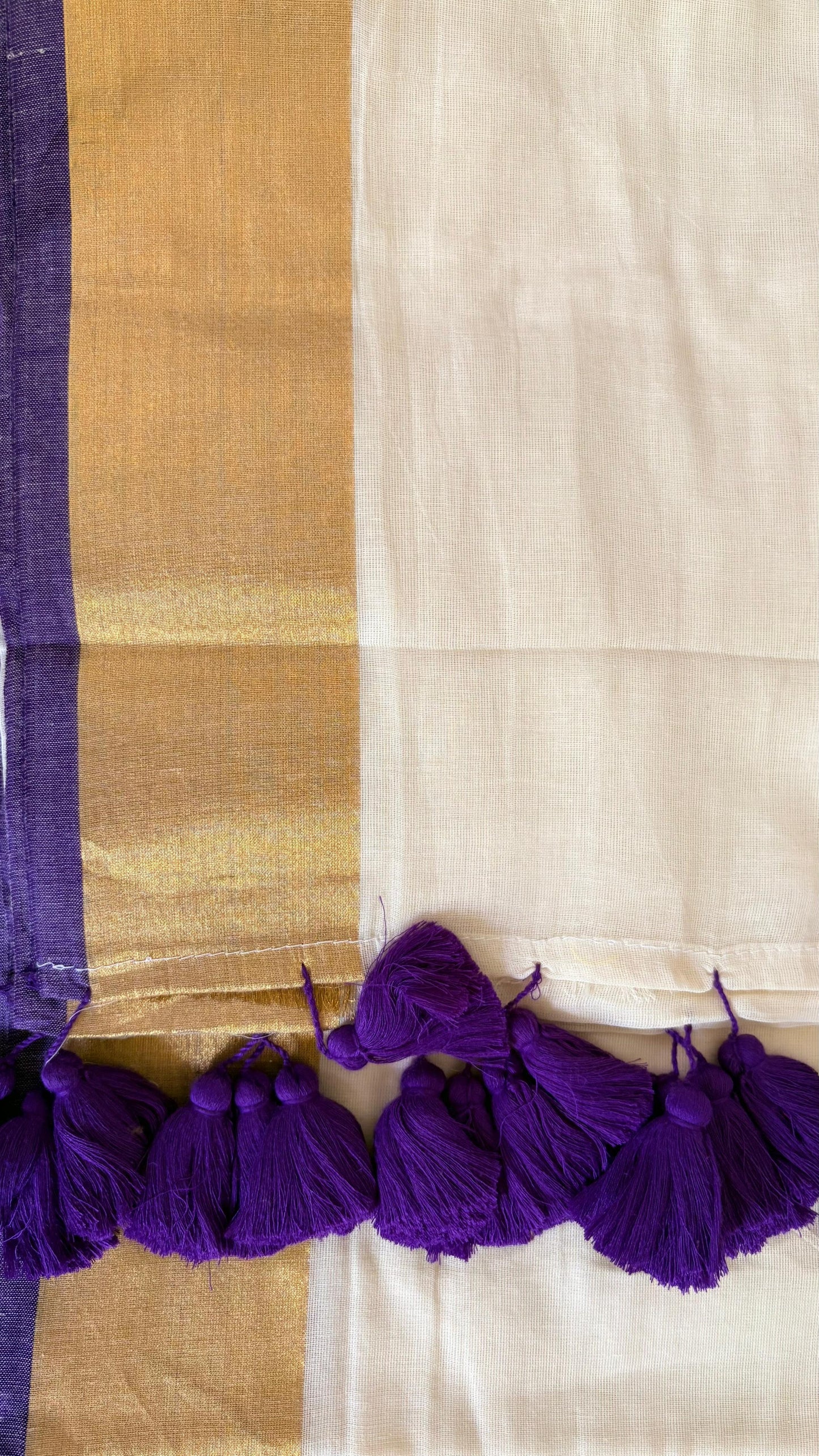 Mul Cotton Deep Purple Border with Zari