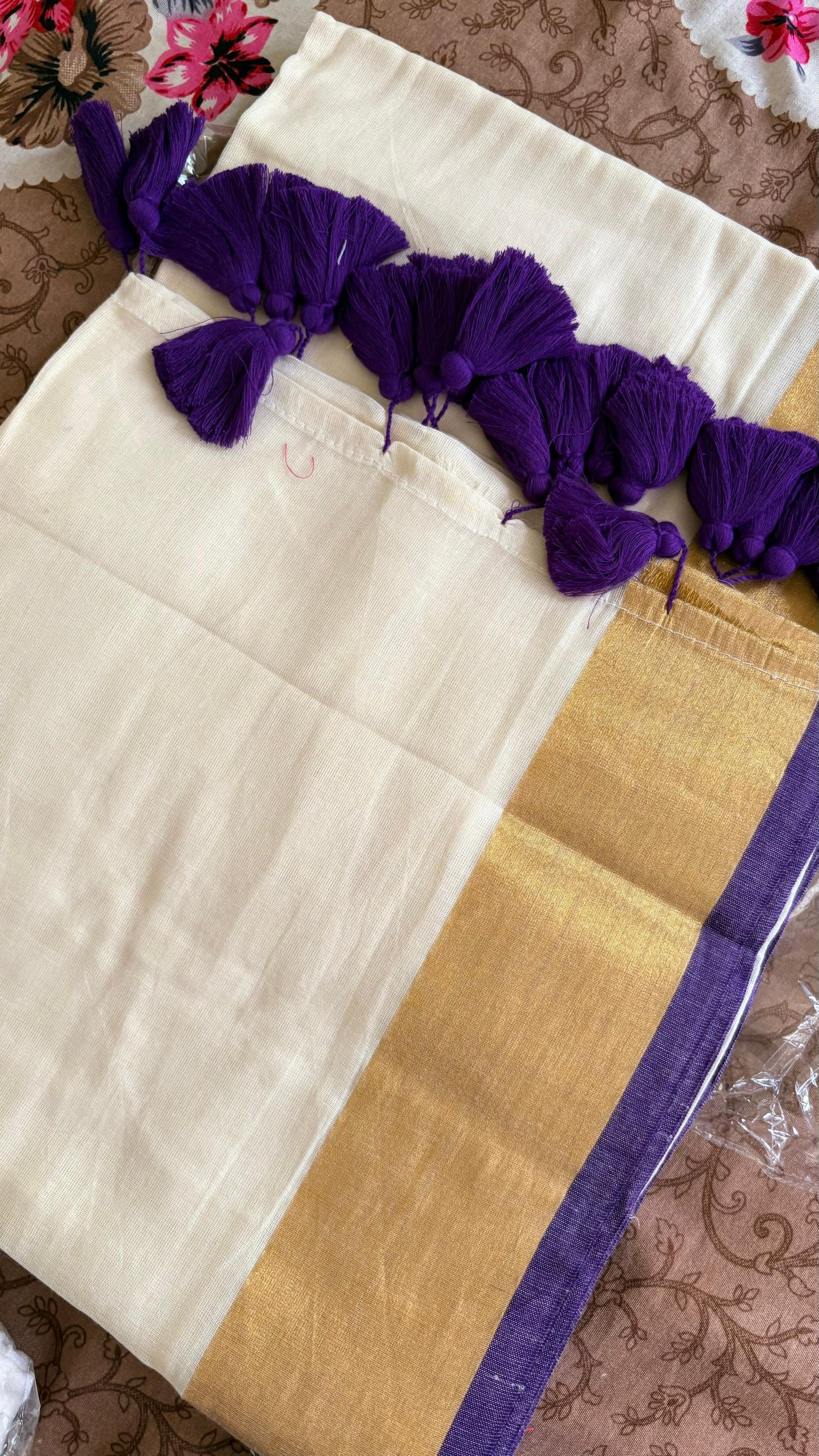 Mul Cotton Deep Purple Border with Zari