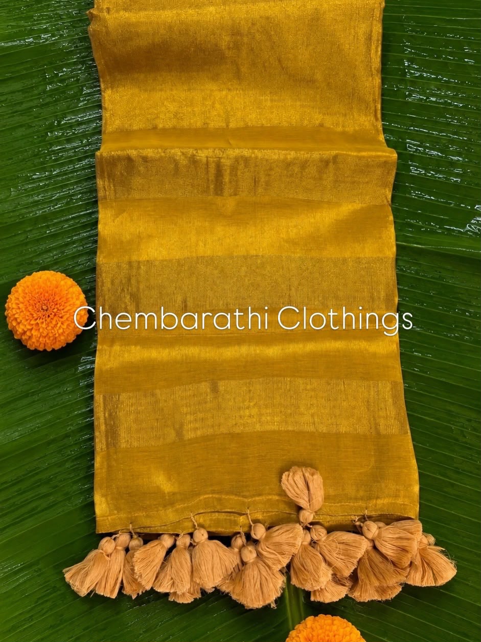 Antique Gold Tissue Silk Saree
